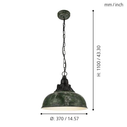 Eglo 49735 - Luster na reťazi GRANTHAM 1 1xE27/60W