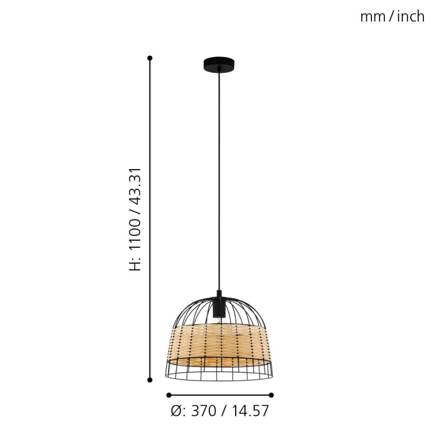 Eglo 55709 - Luster na lanku ANWICK 1xE27/40W/230V ratan