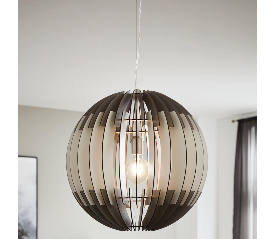 Eglo 63256 - Luster na lanku OLMERO PRO 1xE27/60W/230V pr. 40 cm šedá/biela 63256