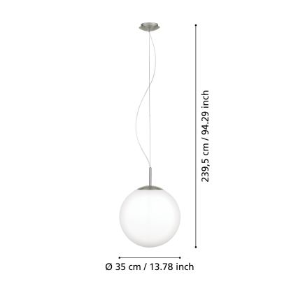 Eglo 63269 - Závesné svietidlo na lanku PIEDALE 1xE27/60W/230V priemer 35 cm matný chróm