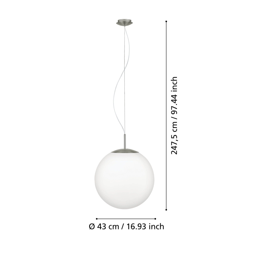 Eglo 63271 - Závesný luster na lanku PIEDALE 1xE27/60W/230V priemer 43 cm matný chróm