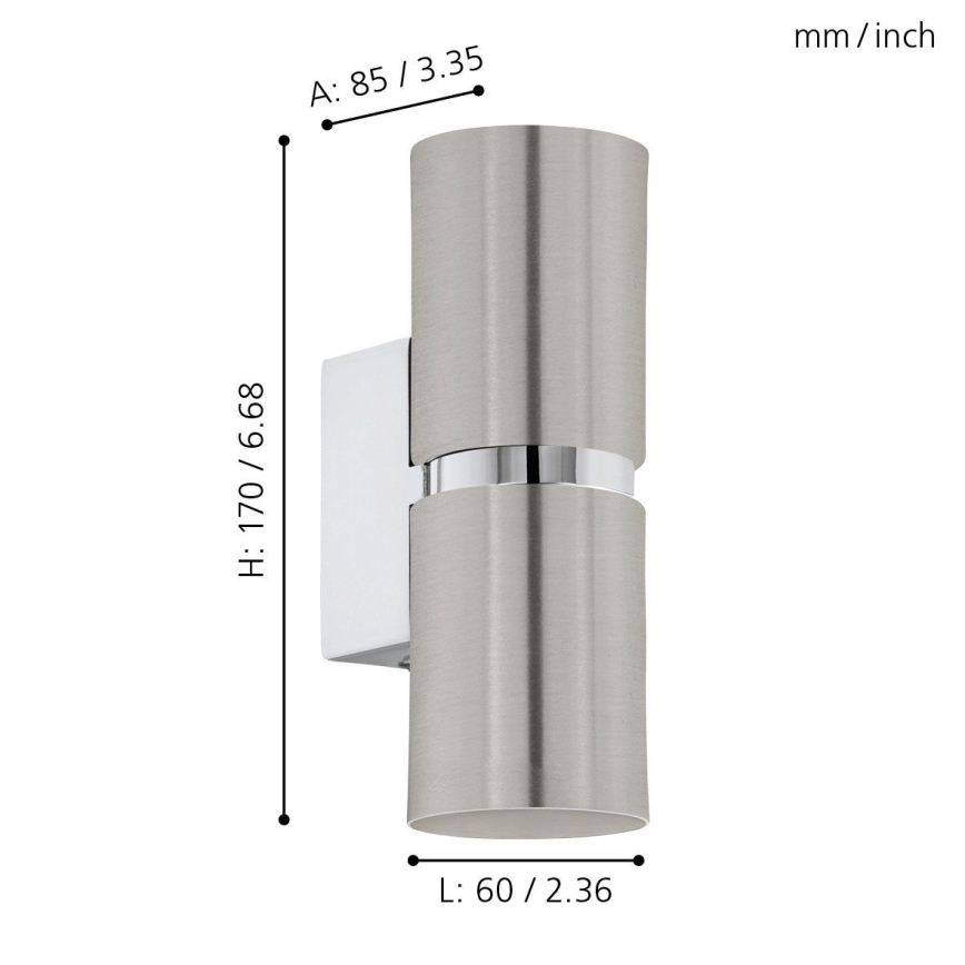 Eglo 64794 - LED Nástenné svietidlo PASSA PRO 2xGU10/3,3W/230V 3000K matný chróm