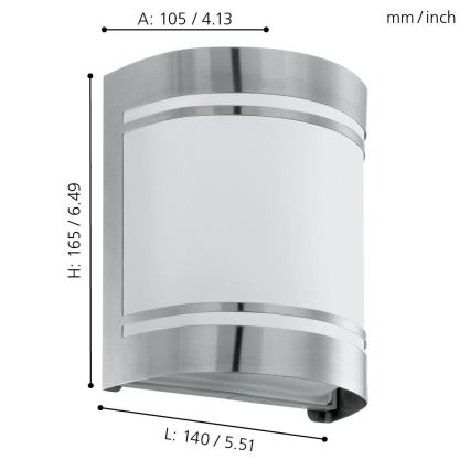 Eglo 74009 - Vonkajšie nástenné svietidlo ROSADA 1xE27/40W/230V IP44