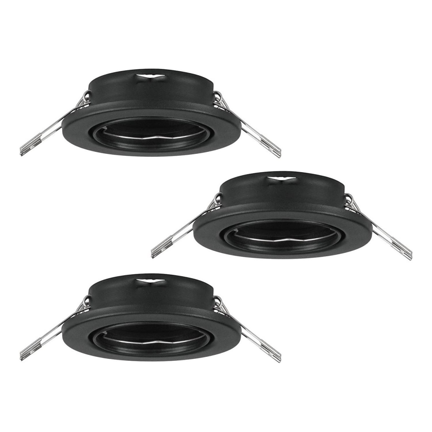 Eglo 75673 - SADA 3x Kúpeľňové podhľadové svietidlo AGULO 1xGU10/35W/230V IP23 čierna