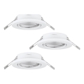Eglo 75674 - SADA 3x Kúpeľňové podhľadové svietidlo AGULO 1xGU10/35W/230V IP23 biela