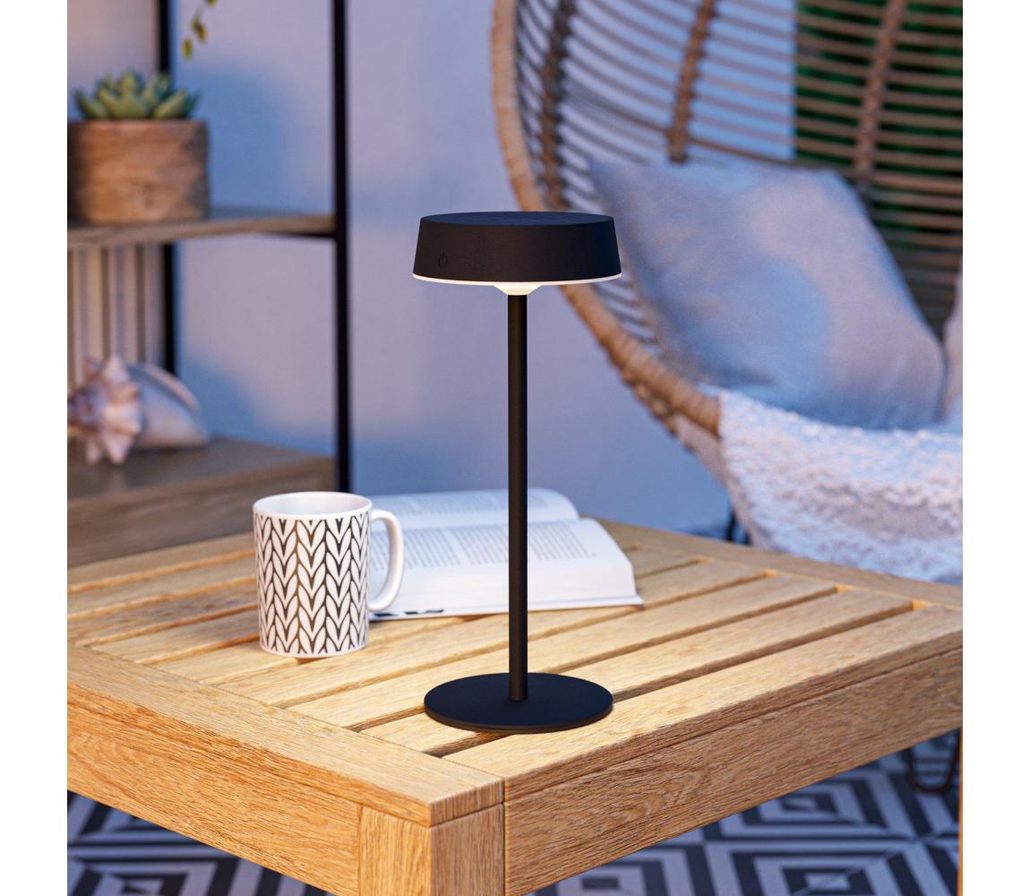 Eglo 75876-LED Solárne nabíjateľná stmievateľná stolová lampa SIMERI LED/3W/5V 1800mAh IP44 čierna 75876