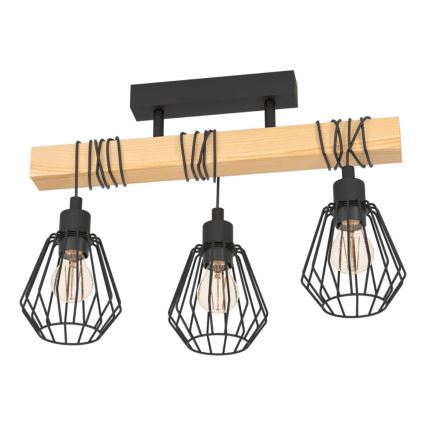 Eglo 780168 - Prisadený luster TABODI 3xE27/40W/230V borovica/čierna
