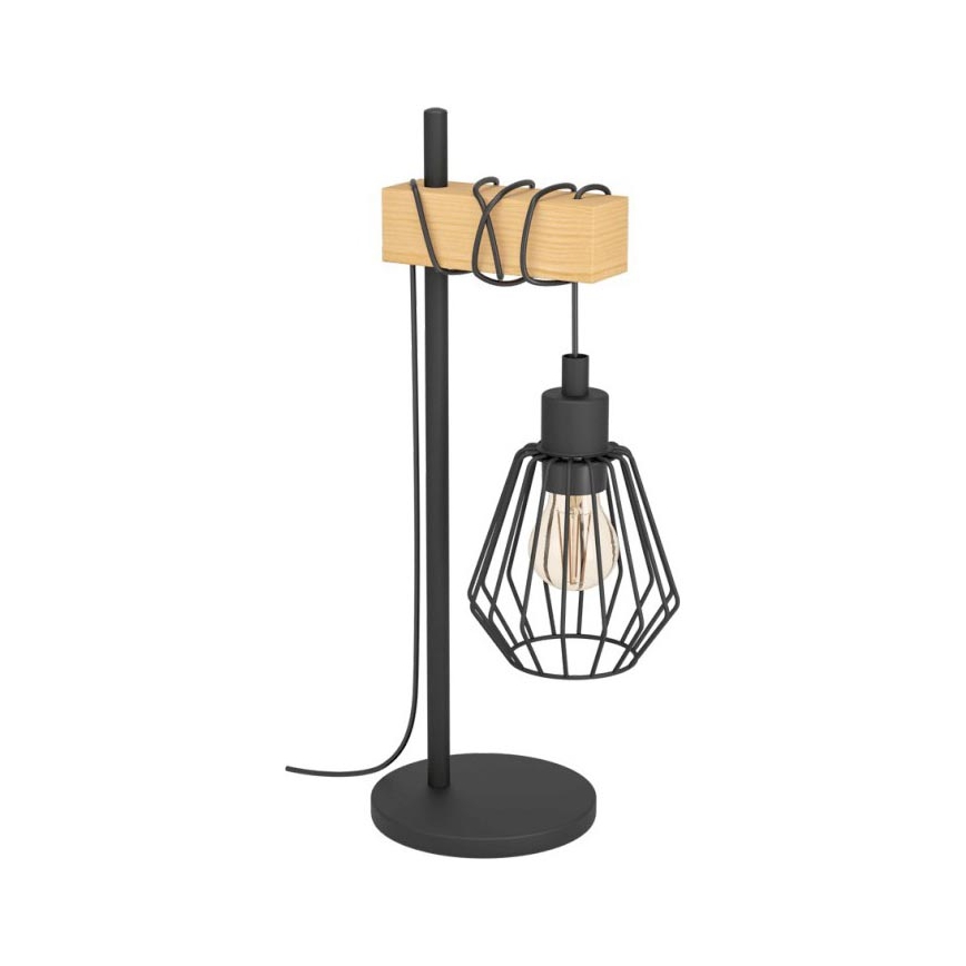 Eglo 780173 - Stolná lampa TABODI 1xE27/40W/230V borovica/čierna
