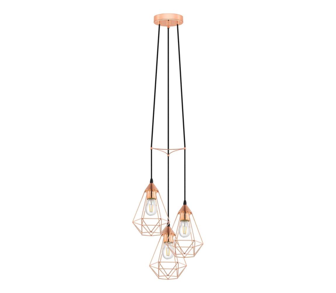Eglo 78276 - Závesný luster BYRON na lanku 3xE27/60W/230V medený 78276