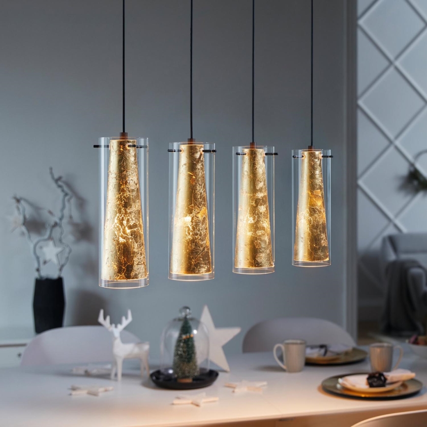 Eglo 79344 - Luster na lanku PINTO GOLD 4xE27/40W/230V zlatá