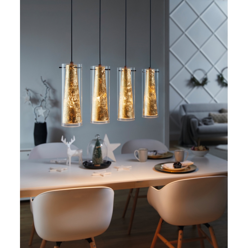 Eglo 79344 - Luster na lanku PINTO GOLD 4xE27/40W/230V zlatá