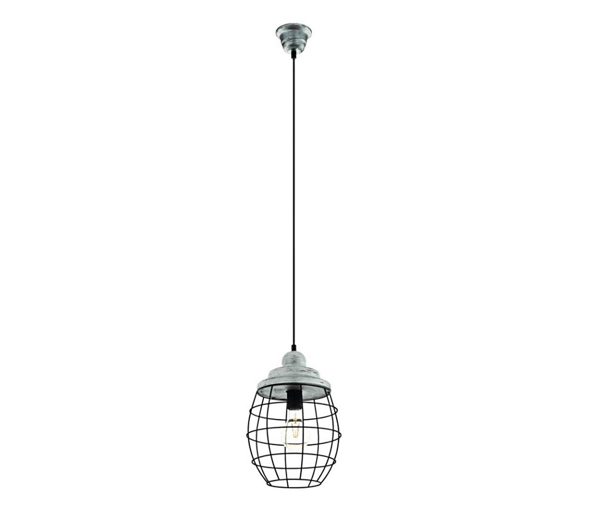 Eglo 79435 - Závesné svietidlo BAMPTON na lanku 1xE27/60W/230V šedá/čierna 79435