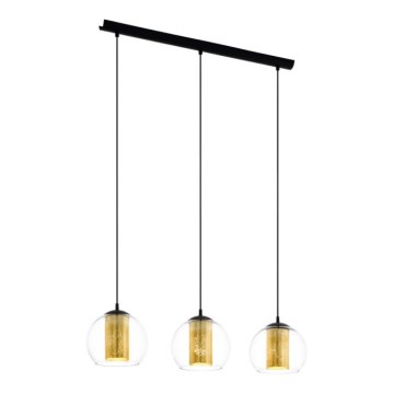 Eglo 79461 - Luster na lanku BOLSANO 3xE27/28W/230V zlatá/čierna
