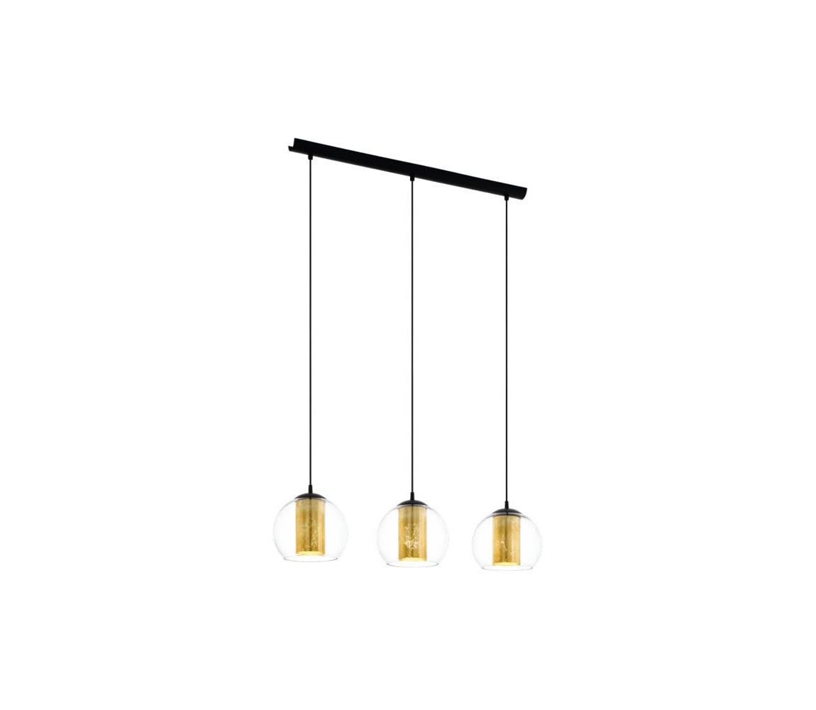 Eglo 79461 - Závesný luster na lankách BOLSANO 3xE27/28W/230V zlatá/čierna 79461