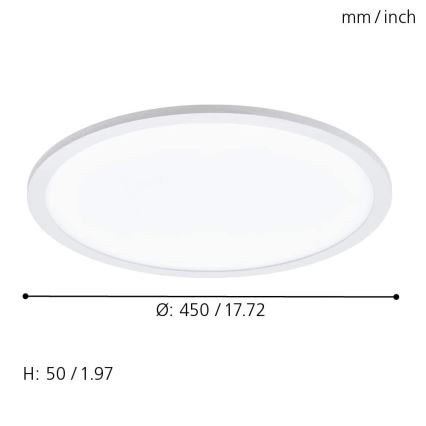 Eglo 79469 - LED Stmievateľné stropné svietidlo POZZALLO LED/21W/230V 2700-6500K biela + diaľkové ovládanie