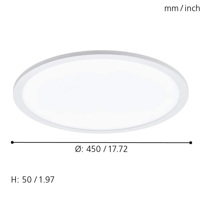 Eglo 79469 - LED Stmievateľné stropné svietidlo POZZALLO LED/21W/230V 2700-6500K biela + diaľkové ovládanie