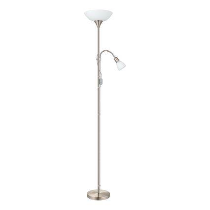 EGLO - Stojacia lampa 1xE27/60W + 1xE14/25W matný chróm