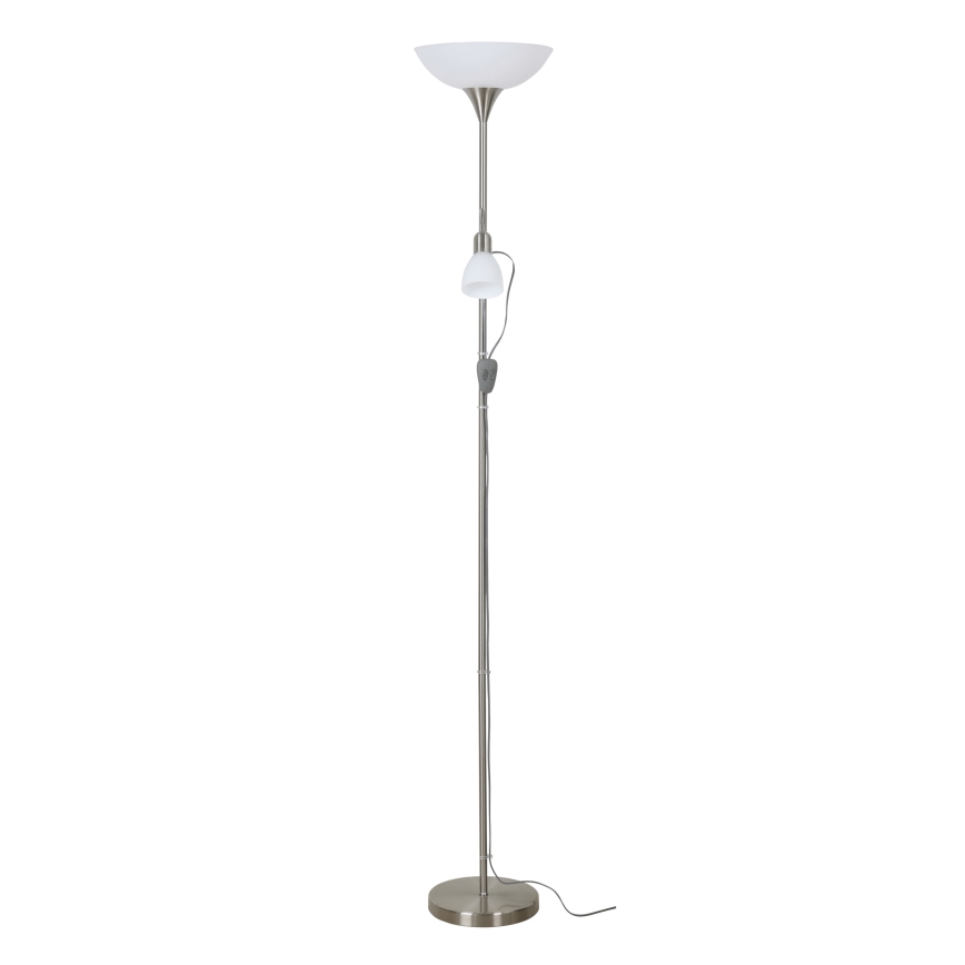 EGLO - Stojacia lampa 1xE27/60W + 1xE14/25W matný chróm