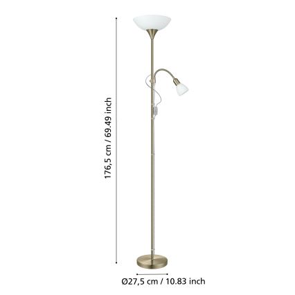 EGLO - Stojacia lampa 1xE27/60W + 1xE14/25W mosadz