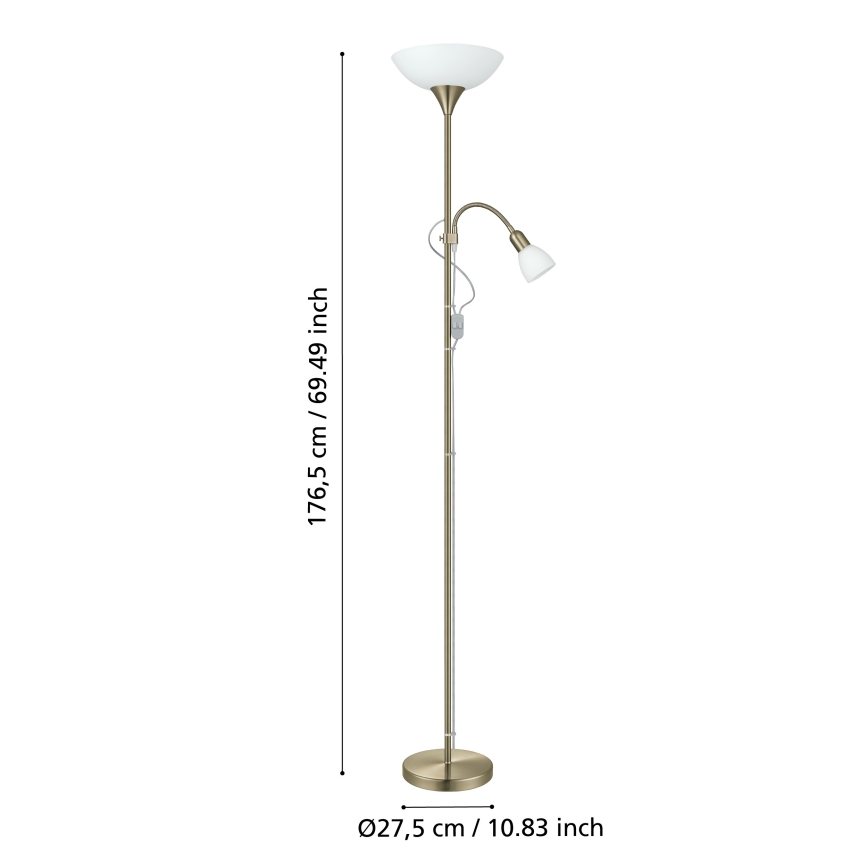 EGLO - Stojacia lampa 1xE27/60W + 1xE14/25W mosadz