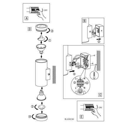 EGLO 84002 - Vonkajšie nástenné svietidlo RIGA 2xGU10/50W/230V