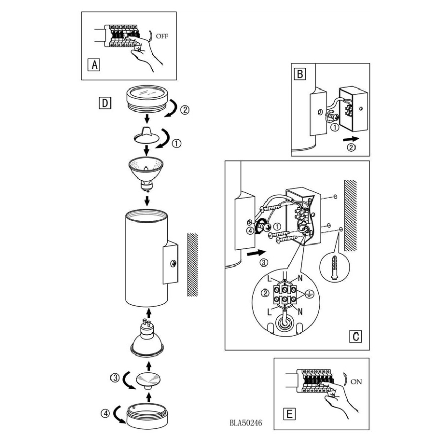 EGLO 84002 - Vonkajšie nástenné svietidlo RIGA 2xGU10/50W/230V