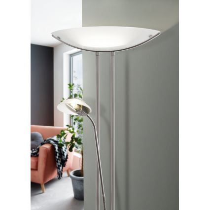 EGLO - Stmievateľná stojacia lampa BAYA 1xR7s/230W+1xG9/33W matný chróm