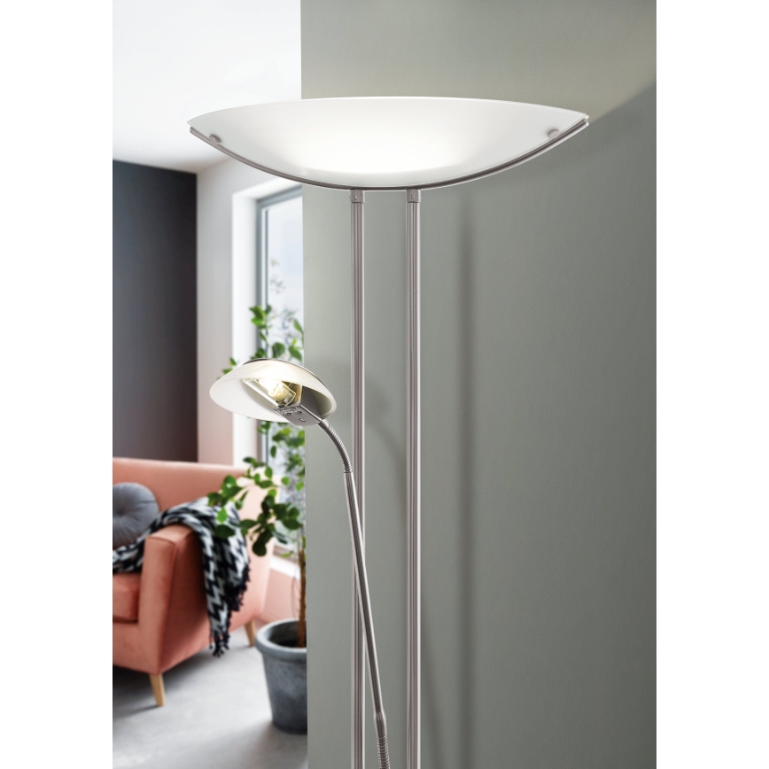 EGLO - Stmievateľná stojacia lampa BAYA 1xR7s/230W+1xG9/33W matný chróm