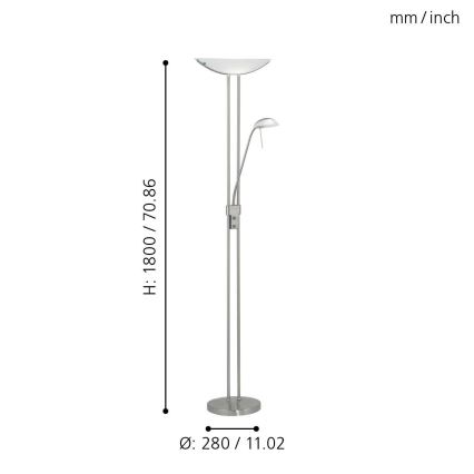 EGLO - Stmievateľná stojacia lampa BAYA 1xR7s/230W+1xG9/33W matný chróm
