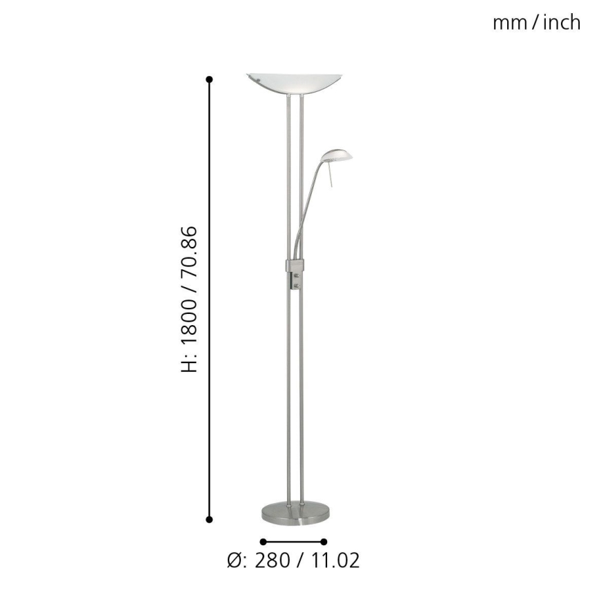 EGLO - Stmievateľná stojacia lampa BAYA 1xR7s/230W+1xG9/33W matný chróm