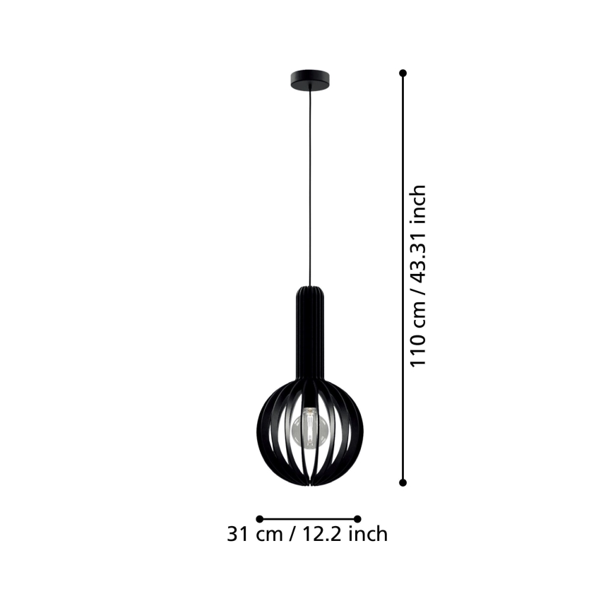 Eglo - Luster na lanku 1xE27/40W/230V pr. 31 cm čierna