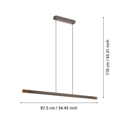 Eglo - LED Stmievateľný luster na lanku LED/18W/230V 3000K