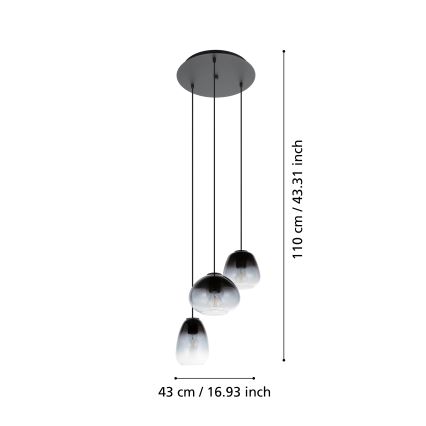 Eglo  - Luster na lanku 3xE27/40W/230V pr. 43 cm