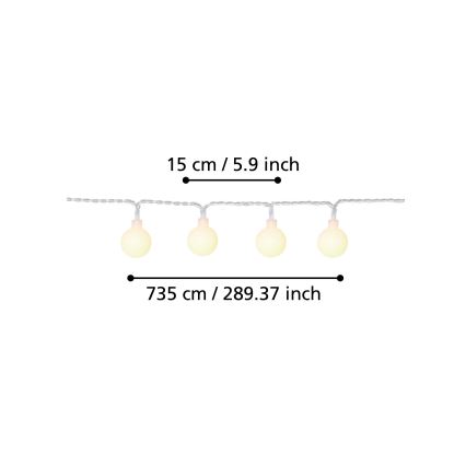 Eglo - LED Vonkajšia dekoračná reťaz 50xLED/0,066W/4,5V IP44