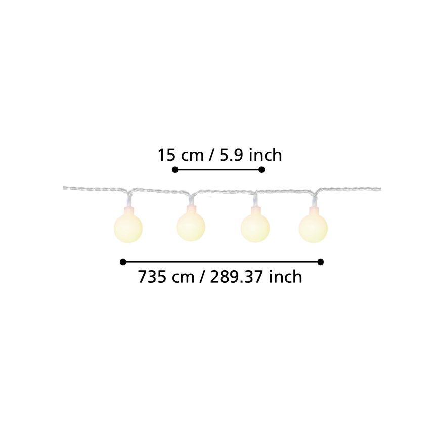 Eglo - LED Vonkajšia dekoračná reťaz 50xLED/0,066W/4,5V IP44