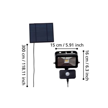 Eglo - LED Solárny reflektor so senzorom 15xLED/0,03W/3,7V IP44