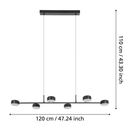 Eglo - LED Stmievateľný luster na lanku 6xLED/7W/230V