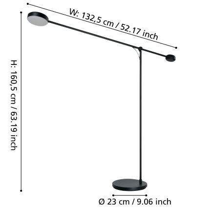 Eglo - LED Stmievateľná dotyková stojacia lampa LED/24W/230V