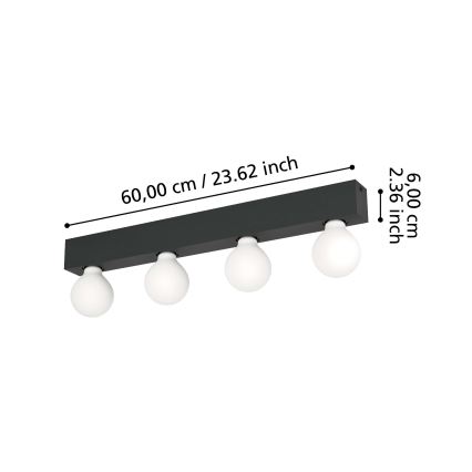 Eglo - Nástenné svietidlo 4xE27/40W/230V čierna