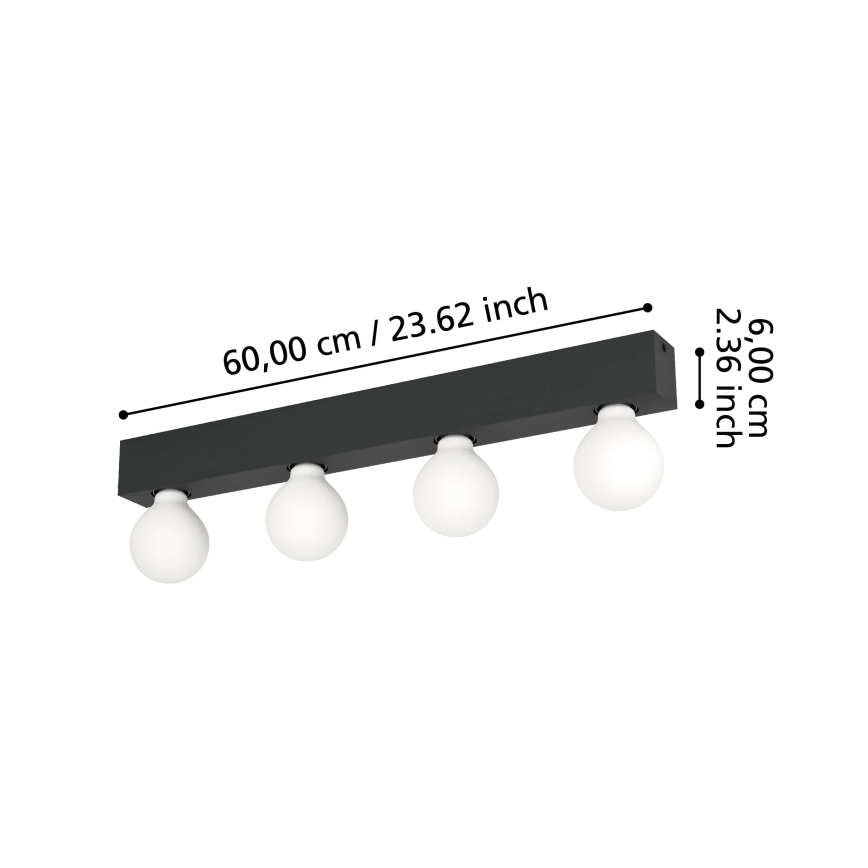 Eglo - Nástenné svietidlo 4xE27/40W/230V čierna