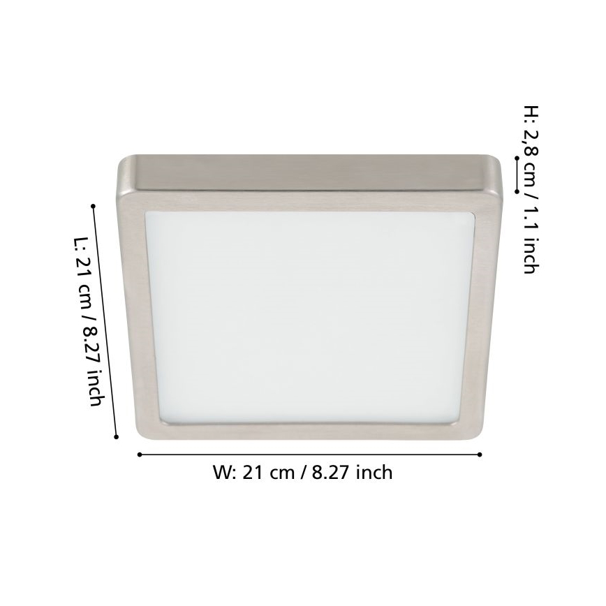 Eglo - LED stmievateľné stropné svietidlo LED/17W/230V matný chróm 21x21 cm