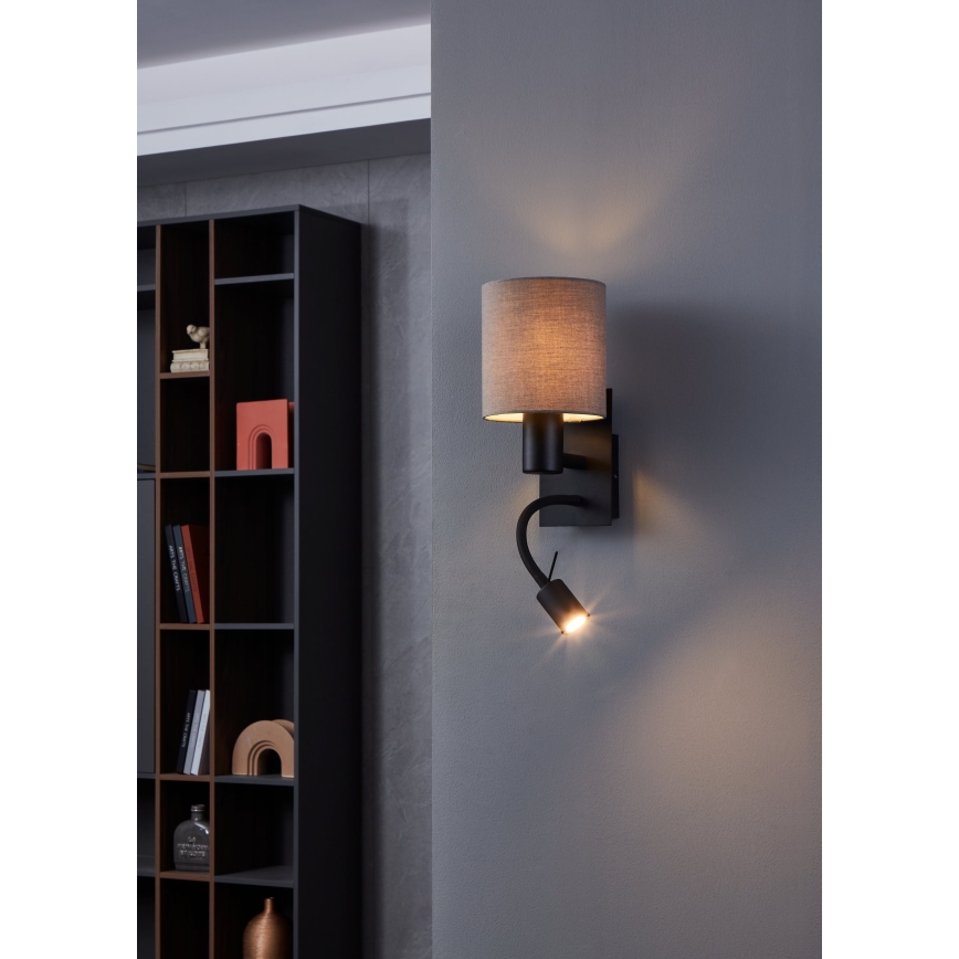 Eglo - LED Flexibilné svietidlo 1xE27/40W/230V + LED/3,8W hnedá
