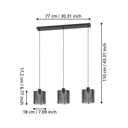 Eglo - Luster na lanku 3xE27/40W/230V