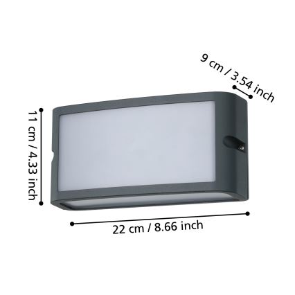 Eglo - LED Vonkajšie nástenné svietidlo LED/10,5W/230V antracit IP54