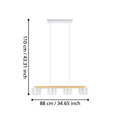 Eglo - LED RGBW Stmievateľný luster na lanku 4xLED/3,7W/230V 2700-6500K