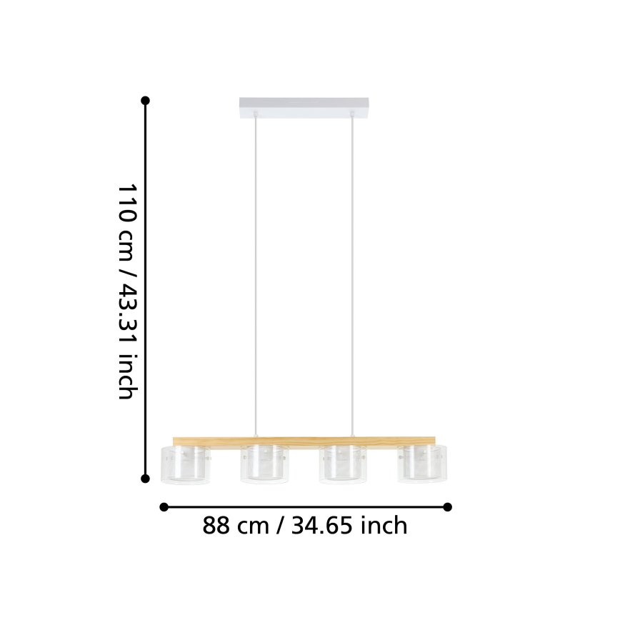 Eglo - LED RGBW Stmievateľný luster na lanku 4xLED/3,7W/230V 2700-6500K
