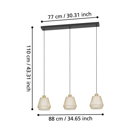 Eglo - Luster na lanku 3xE27/40W/230V