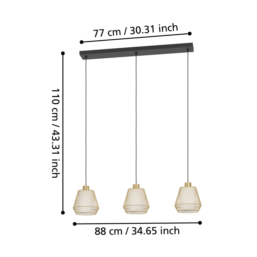 Eglo - Luster na lanku 3xE27/40W/230V