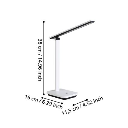 Eglo - LED Stmievateľná nabíjacia stolná lampa LED/3,6W/5V 1800mAh biela