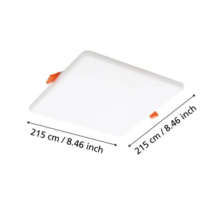 Eglo - LED Kúpeľňové podhľadové svietidlo LED/18W/230V 21,5x21,5 cm IP65